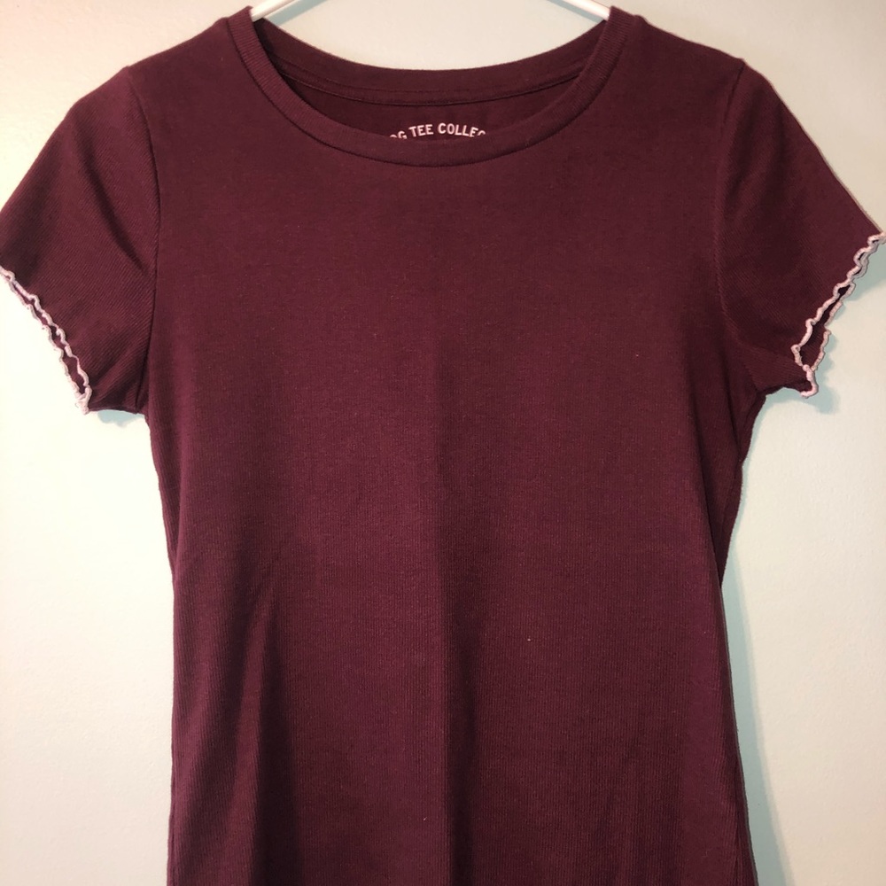 Aeropostale Maroon Cropped T Shirt